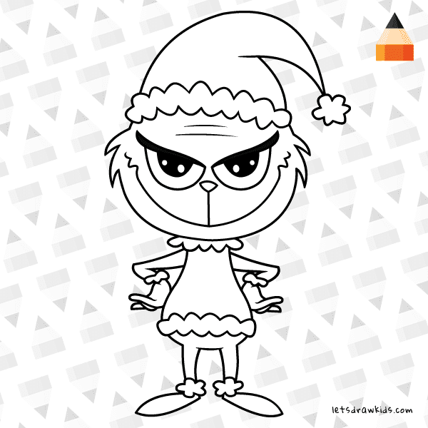 Coloring page for Kids - How To Draw Chibi Grinch