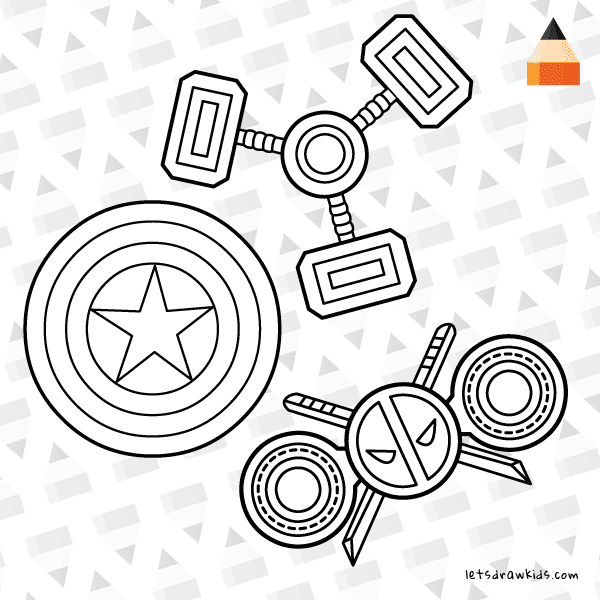 Coloring page for Kids - How To Draw Avengers Spinners