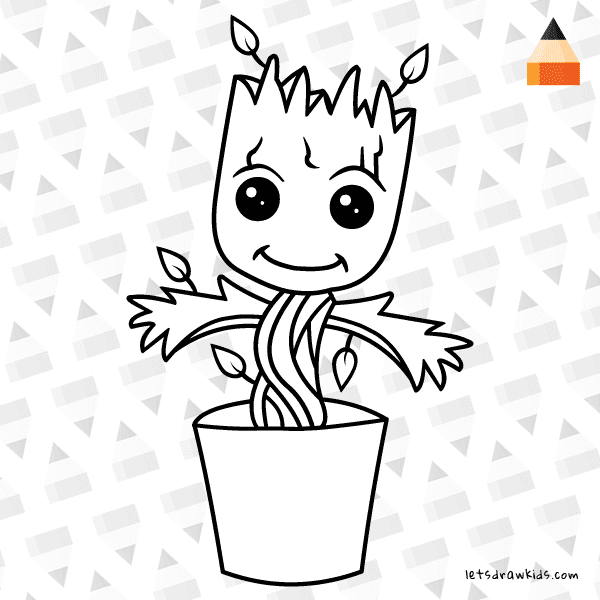 how to draw baby groot  easy drawing stepstep tutorial