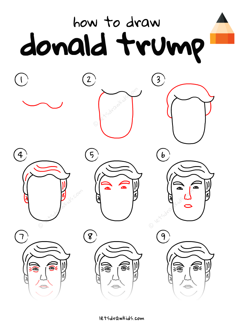 How to draw Cartoon Donald Trump